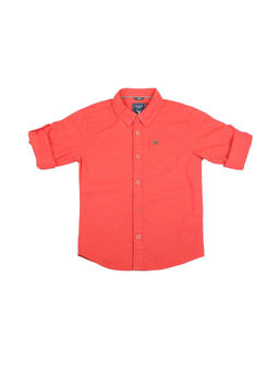 Allen Solly - Boys Red Cotton Regular Fit Shirt