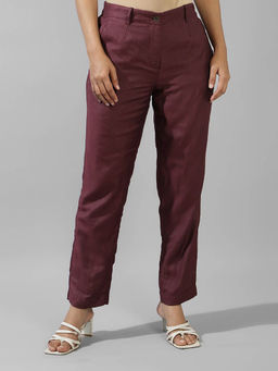 Fabindia - Wine Viscose Silk Tapered Slim Kosi Casual Pant
