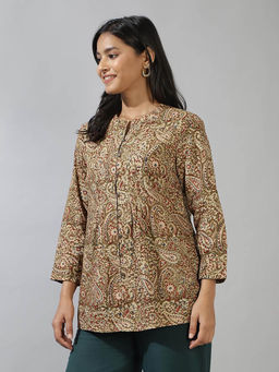 Fabindia - Green Cotton Hand Block Printed Tunic