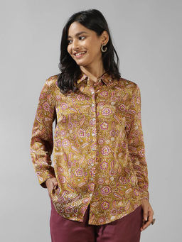 Fabindia - Green Rayon Blend Hand Block Printed Shirt