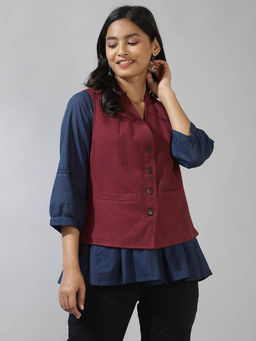 Fabindia - Pink Wool Straight Jacket