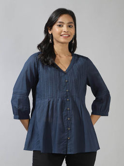 Fabindia - Navy Cotton Embroidered Tunic