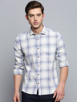 SHOWOFFFF - Mens Spread Collar Checked Beige Classic Shirt