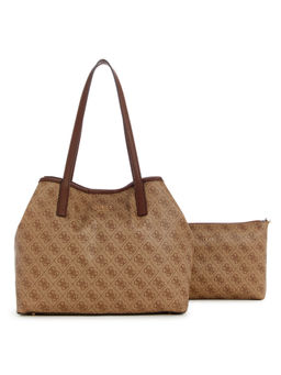 Guess - Brown Printed Hand Bag with Pouch (Set of 2)