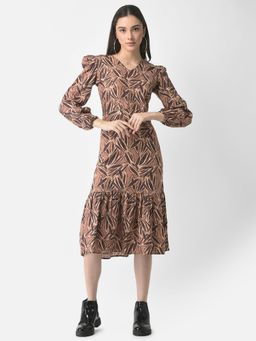CRIMSOUNE CLUB - Women Brown Floral Dress
