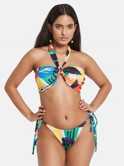 G Heist - Women's Halter Beachwear Swim Printed Multicolor Bikini Top And Bottom