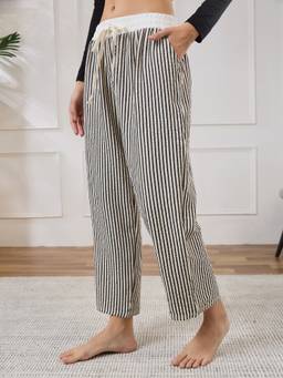 G Heist - Women Striped Summer Black Lounge Pant