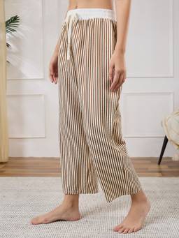 G Heist - Women Striped Summer Brown Lounge Pant