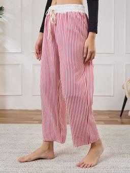 G Heist - Women Striped Summer Magenta Lounge Pant