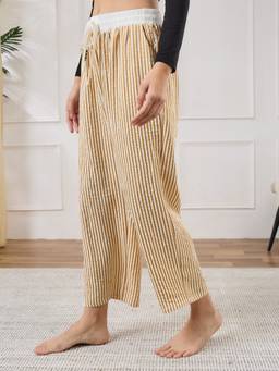 G Heist - Women Striped Summer Mustard Lounge Pant