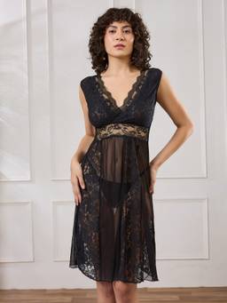G Heist - Women's Self Design Black Baby Doll