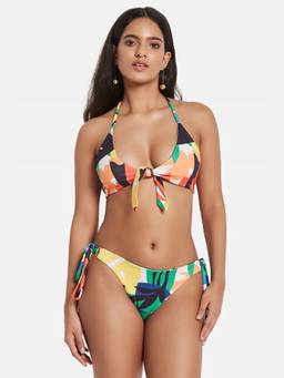 G Heist - Women's Printed Halter Beachwear Swim Bikini Top And Bottom