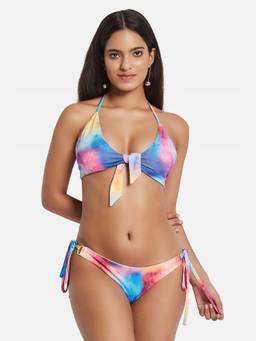 G Heist - Women's Halter Beachwear Swim Multicolor Bikini Top And Bottom