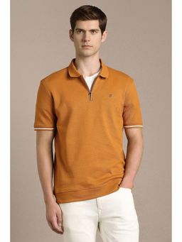 Louis Philippe - Men Rust Solid Polo Neck T-shirt