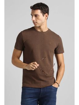Simon Carter - Men Brown Textured Round Neck T-shirt