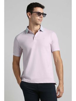 Simon Carter - Men Light Pink Textured Polo Neck T-shirt