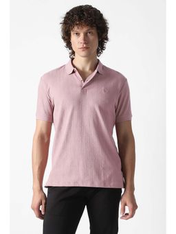 Van Heusen - Men Mauve Textured Polo Neck T-shirt