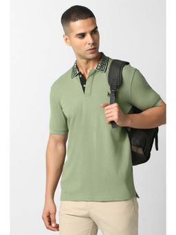 Van Heusen - Men Olive Solid Polo Neck T-shirt