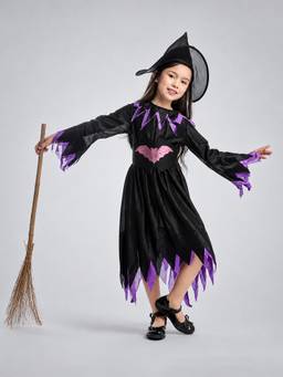 Little Surprise Box - Purple Bat Witch Kids Halloween Costume Dress Up