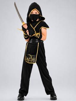 Little Surprise Box - The Black/Gold Dragon Ninja, Kids Halloween Costume Fancy Dress Up