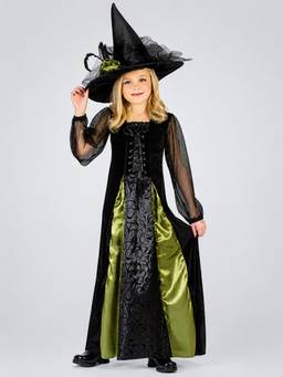 Little Surprise Box - Black And Green Witch, Kids Halloween Costume Fancy Dress Up