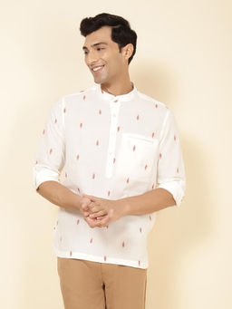 Fabindia - White Cotton Dobby Mid Placket Shirt