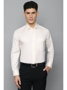 Louis Philippe - Men Cream Classic Fit Textured Full Sleeves Formal Shirt