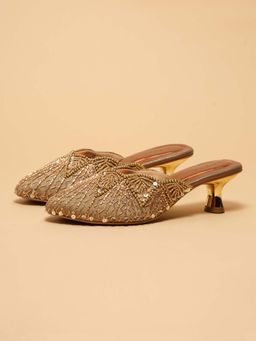 ERIDANI - Women Gold Sarini Antique Mules Heels