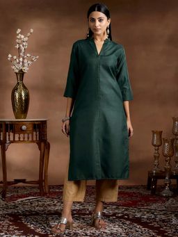 Libas - Women's Green Solid Kurta