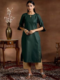 Libas - Women's Green Solid Kurta