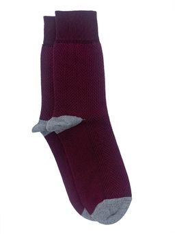 Mint & Oak - Herringbone Maroon Crew Men Socks