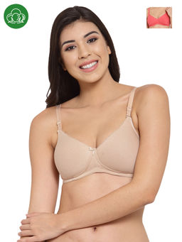 Inner Sense - Organic Cotton Antimicrobal Padded T-Shirt Bra -Pack Of 2 -Multi-Color