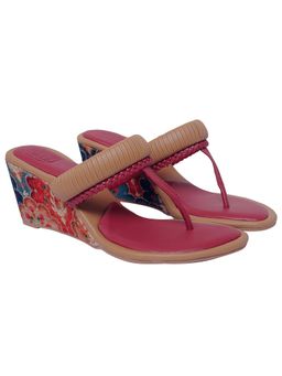 Veruschka By Payal Kothari - Printed Maroon Ghevar Wedges