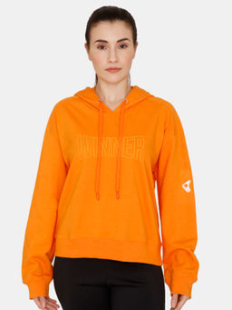 Zivame - Zelocity Relaxed Fit Hoodie Sweatshirt - Orange Pepper