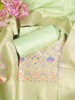 MUFFLY - Green Banarasi Patola Silk Unstitched Dress Material (Set of 3)
