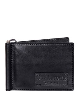 Justanned - Money Clip Black Bifold Leather Wallet