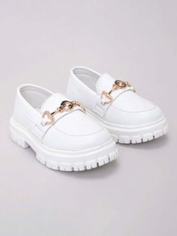 Hopscotch - Embellished Platform White Loafers