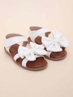 Hopscotch - Bow Applique Mary Jane White Sandals