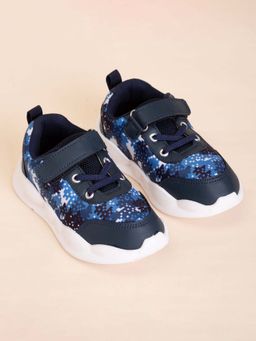 Hopscotch - Abstract Print Round Toe Athletic Blue Running Shoes