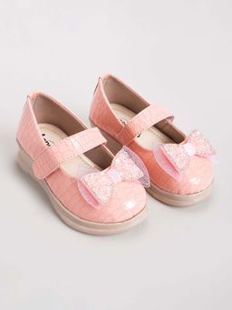 Hopscotch - Stone Studded Bow Applique Mary Jane Pink Ballerina