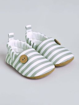 Hopscotch - Striped White & Green Loafers