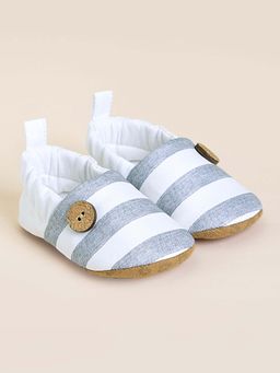 Hopscotch - Striped White & Grey Loafers