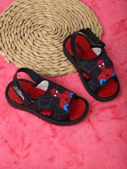 Kidsville - Official Spiderman Printed Black Sandals for Boys