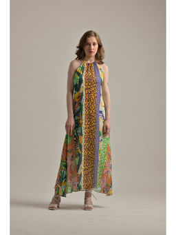 THE SAMOA - Multi Colour Animal Print A-Line Long Dress
