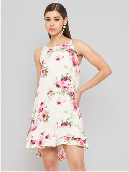 PURYS - Printed Cross Back Trapeze Dress