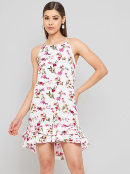 PURYS - Printed Cross Back Trapeze Dress