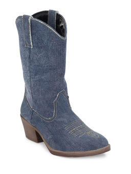 CARLO ROMANO - Solid Blue Embroidery Canvas Boot