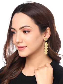 Yellow Chimes - Gold-Toned Contemporary Drop Earrings Set of 2