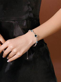 Yellow Chimes - Women Blue and Silver-Toned Silver-Plated Charm Bracelet