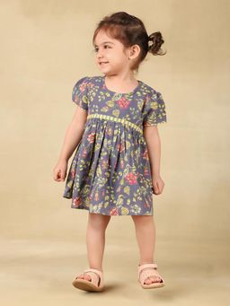 Fabindia - Navy Cotton Printed Dress